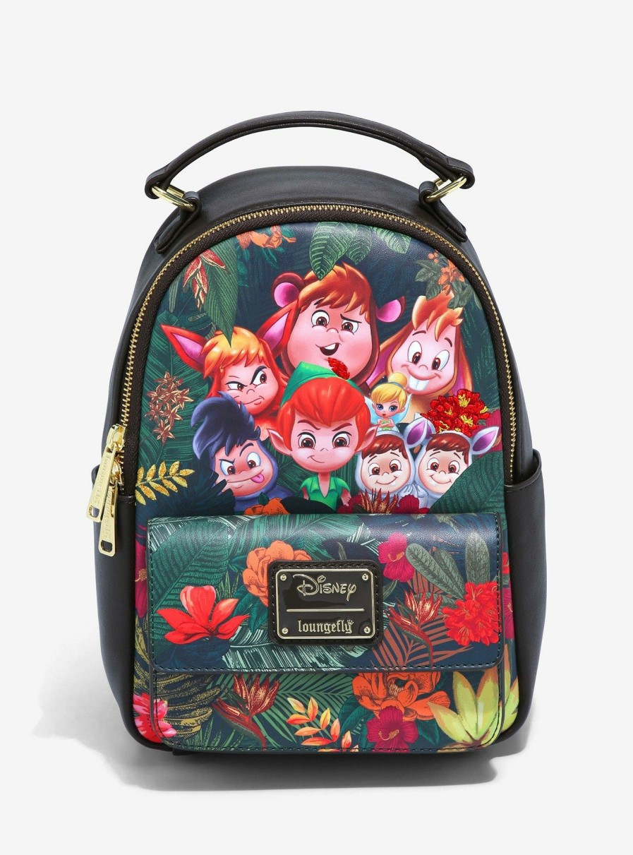 Backpacks * | Less Expensive Loungefly Disney Peter Pan & Lost Boys Chibi Jungle Mini Backpack Boxlunch Exclusive