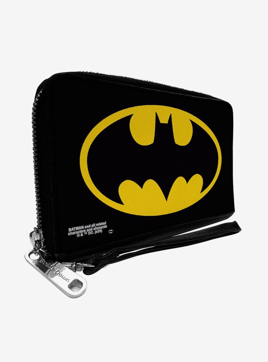 Wallets * | Dc Comics Batman Bat Logo Black Yellow Zip Around Rectangle Wallet Reliable Quality