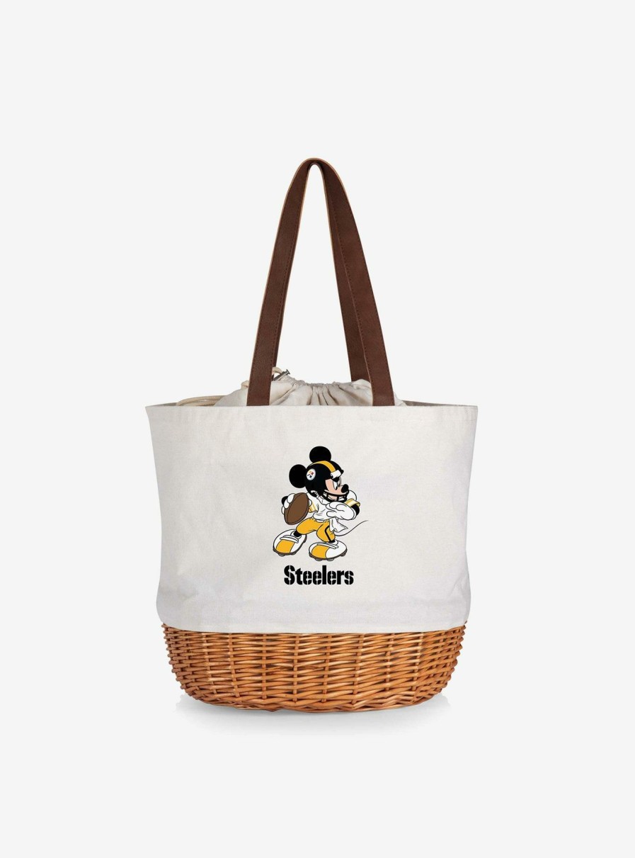 Tote Bags * | Disney Mickey Mouse Nfl Pittsburgh Steelers Canvas Willow Basket Tote Latest Fashion