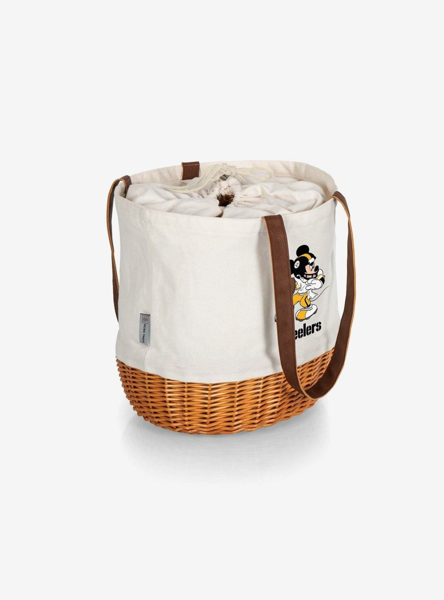 Tote Bags * | Disney Mickey Mouse Nfl Pittsburgh Steelers Canvas Willow Basket Tote Latest Fashion