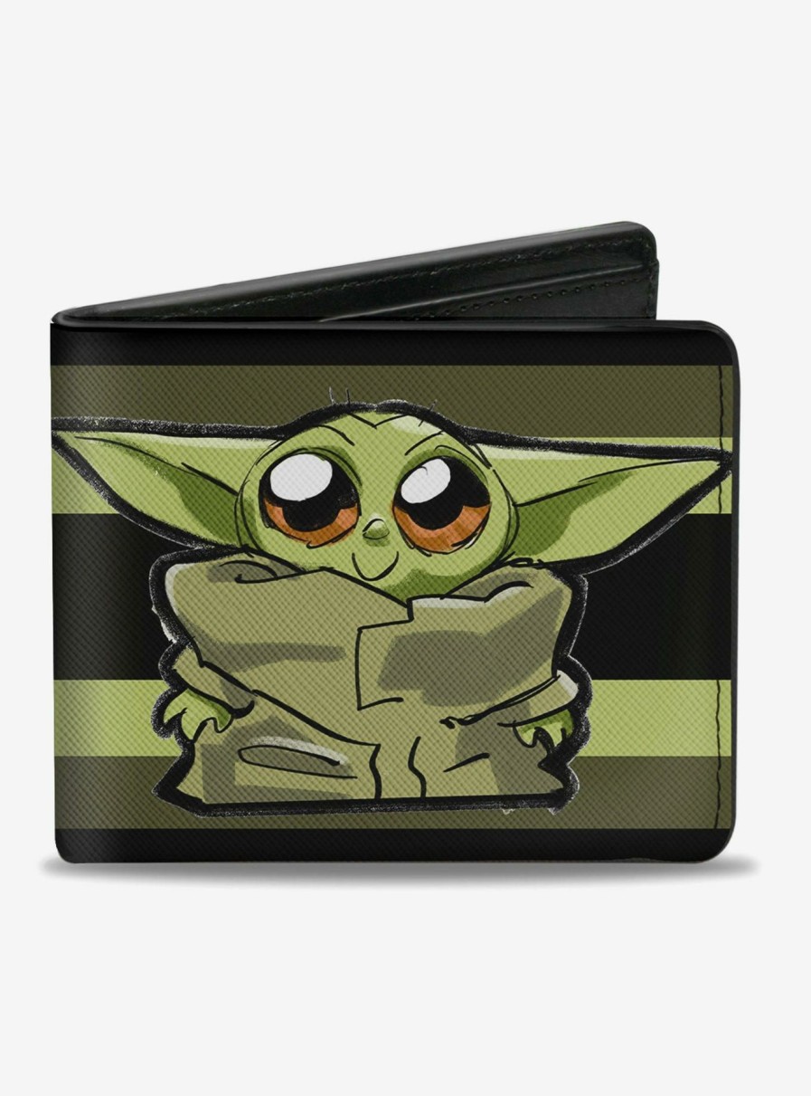 Wallets * | Star Wars The Mandalorian The Child Impression Stripe Bi-Fold Wallet Quick Delivery