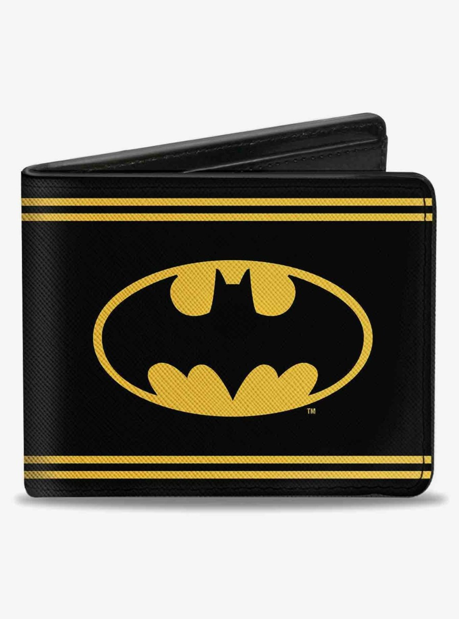 Wallets * | Dc Comics Batman Shield Double Stripe Bifold Wallet Official