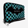 Wallets * | Dc Comics Batman Bat Logo Checker Teal Black Zip Around Rectangle Wallet Excellent Quality