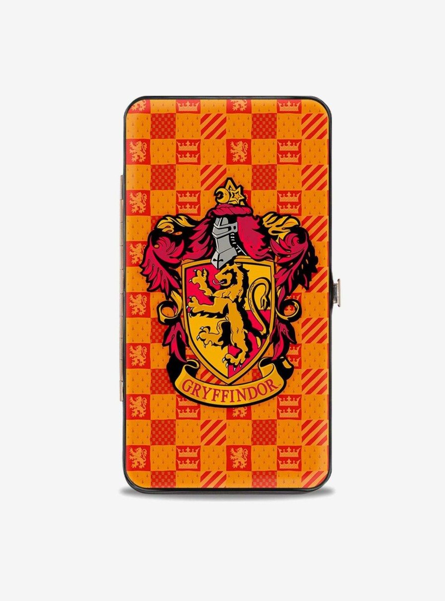 Wallets * | Harry Potter Gryffindor Crest Heraldry Checkers Hinged Wallet Quick Delivery