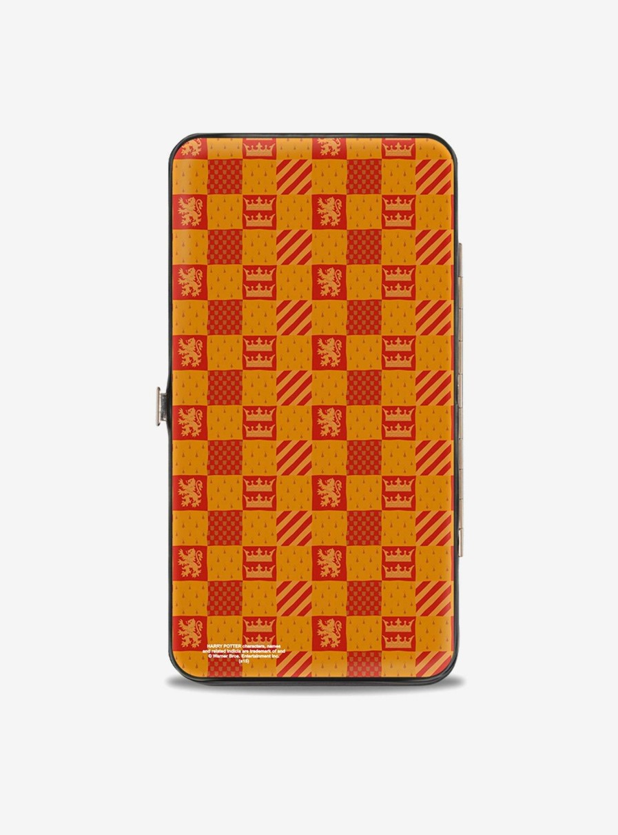 Wallets * | Harry Potter Gryffindor Crest Heraldry Checkers Hinged Wallet Quick Delivery