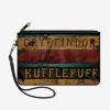 Wallets * | Harry Potter Gryffindor Hufflepuff Burnt Banners Wallet Canvas Zip Clutch Large Choice