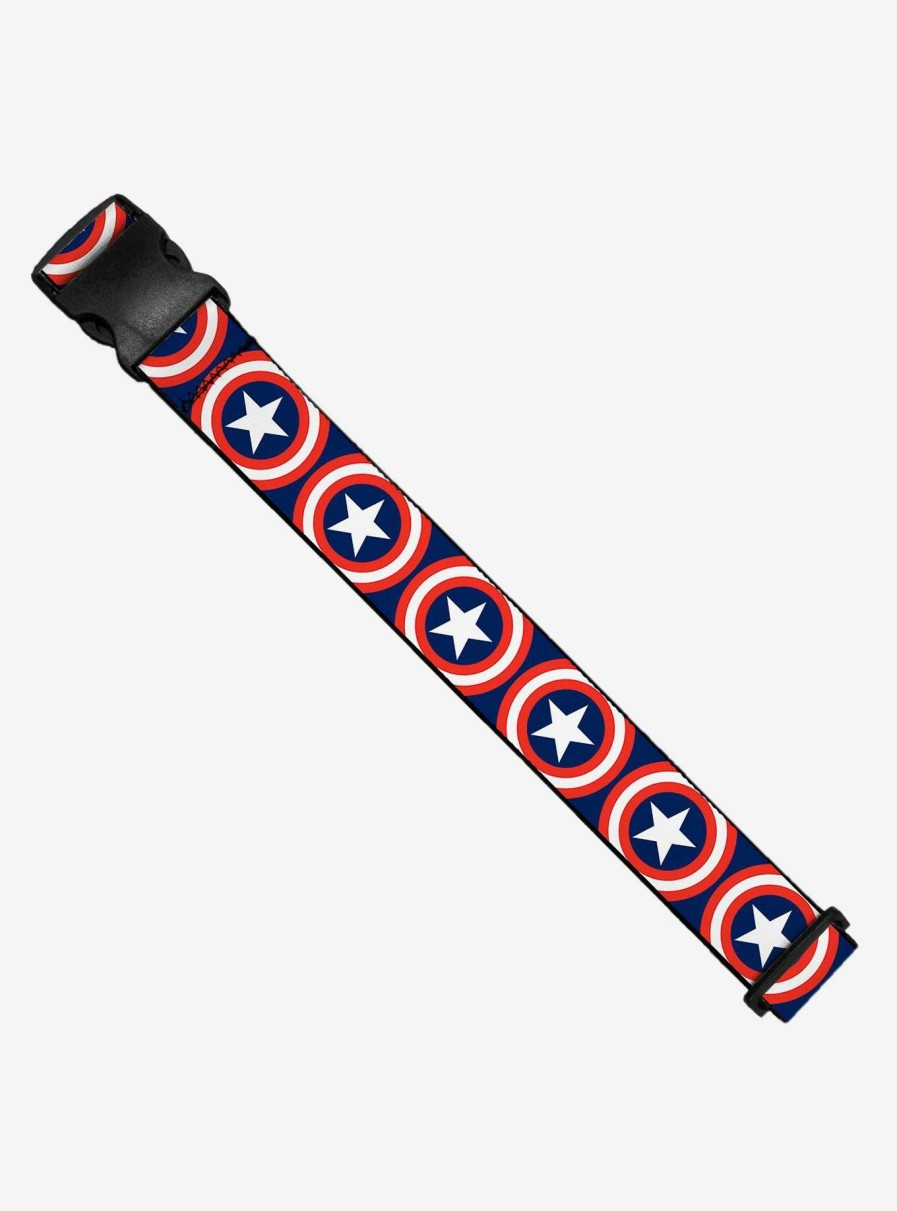 Luggage * | Marvel Captain America Shield Repeat Navy Luggage Strap Latest Fashion