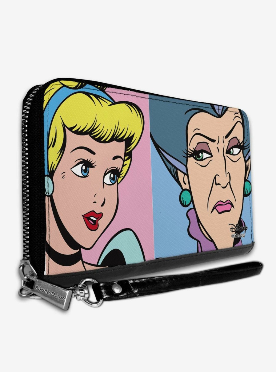 Wallets * | Disney Cinderella And Wicked Step Mother Lady Tremaine Face Blocks Zip Around Wallet Free Delivery