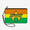 Wallets * | Dc Comics Aquaman Logo Scales Wallet Canvas Zip Clutch Attractive