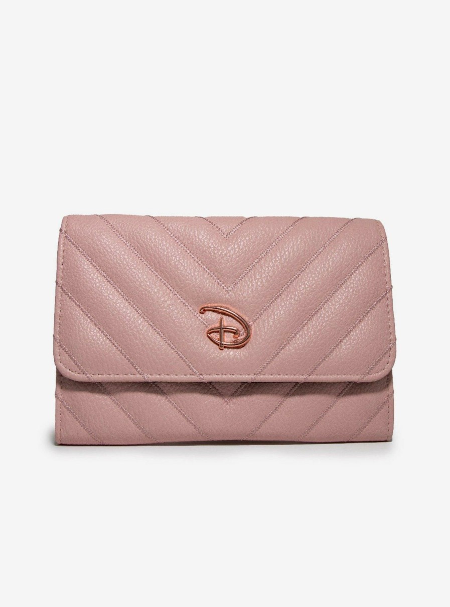 Wallets * | Disney Signature D Rose Gold Vegan Leather Foldover Wallet Tendy Style