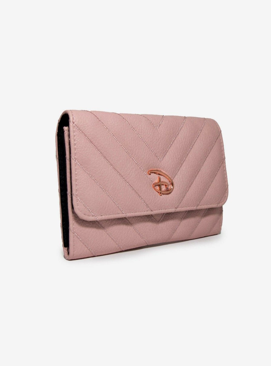 Wallets * | Disney Signature D Rose Gold Vegan Leather Foldover Wallet Tendy Style