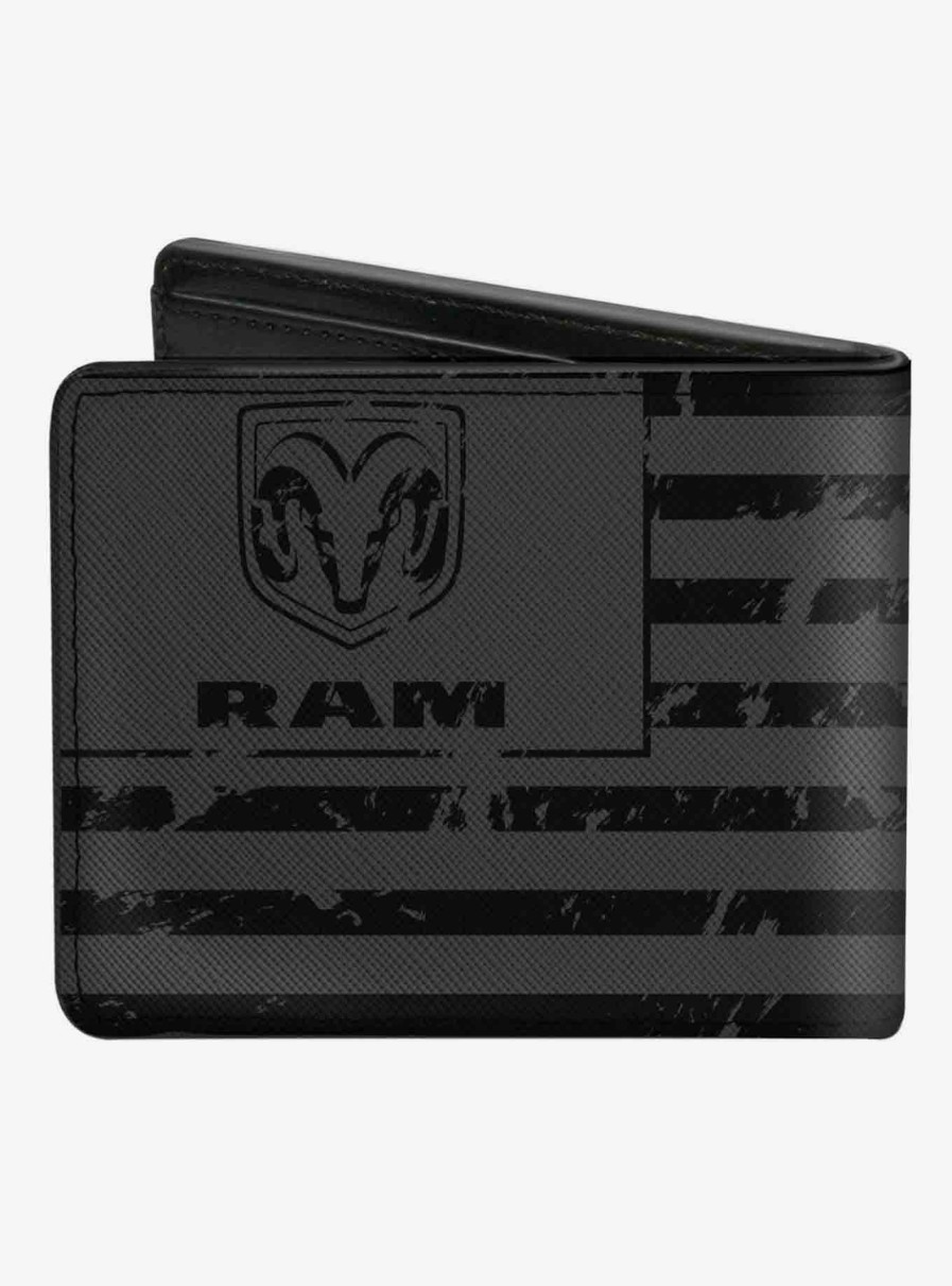 Wallets * | Classical Ram Logo Americana Flag Weathered Bifold Wallet