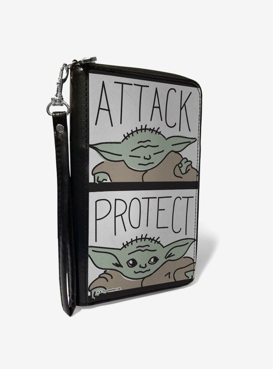 Wallets * | Star Wars The Mandalorian The Child Attack Protect Zip Around Wallet Promotions