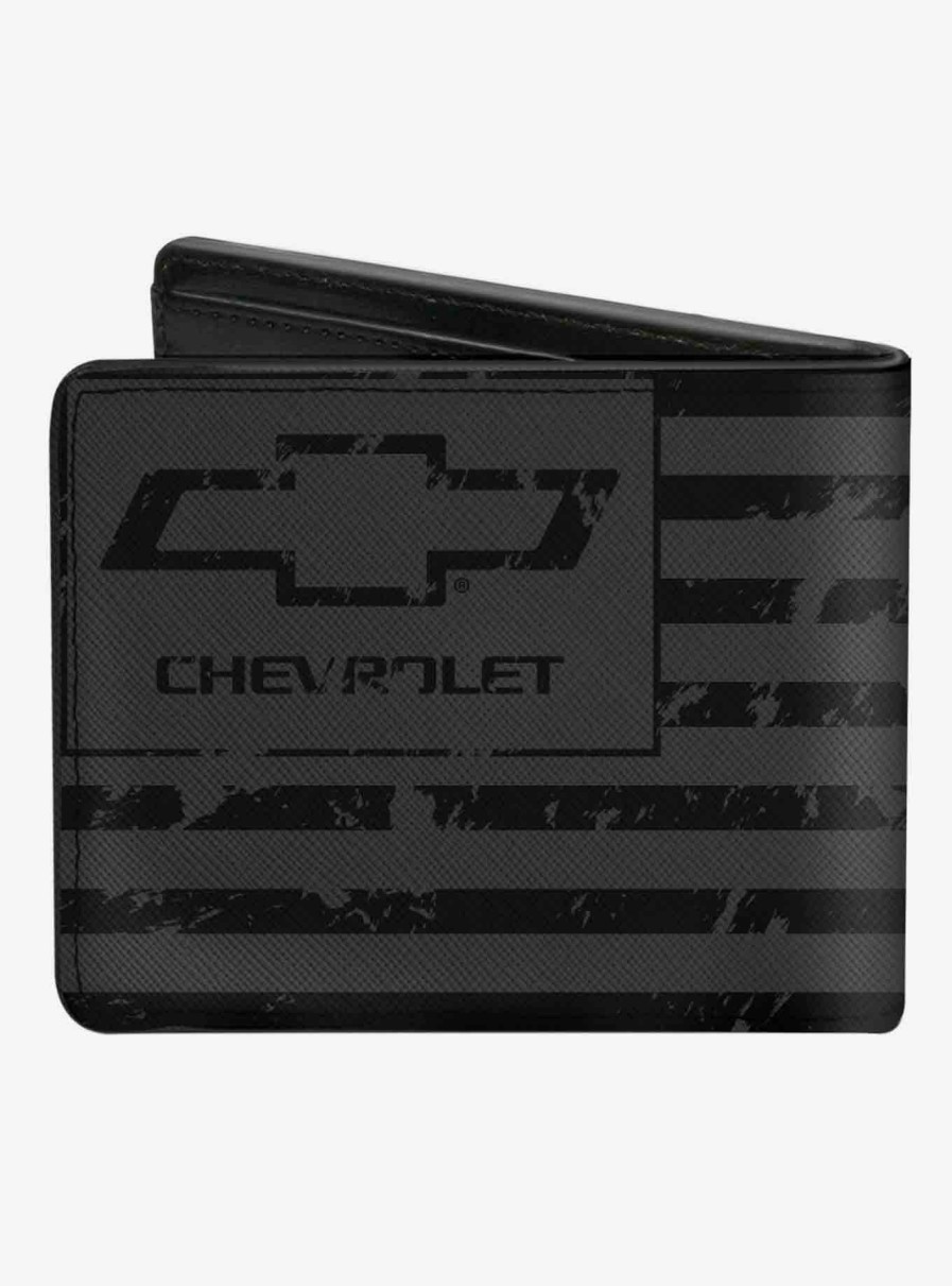 Wallets * | New In Chevrolet Bowtie Americana Flag Weathered Bifold Wallet