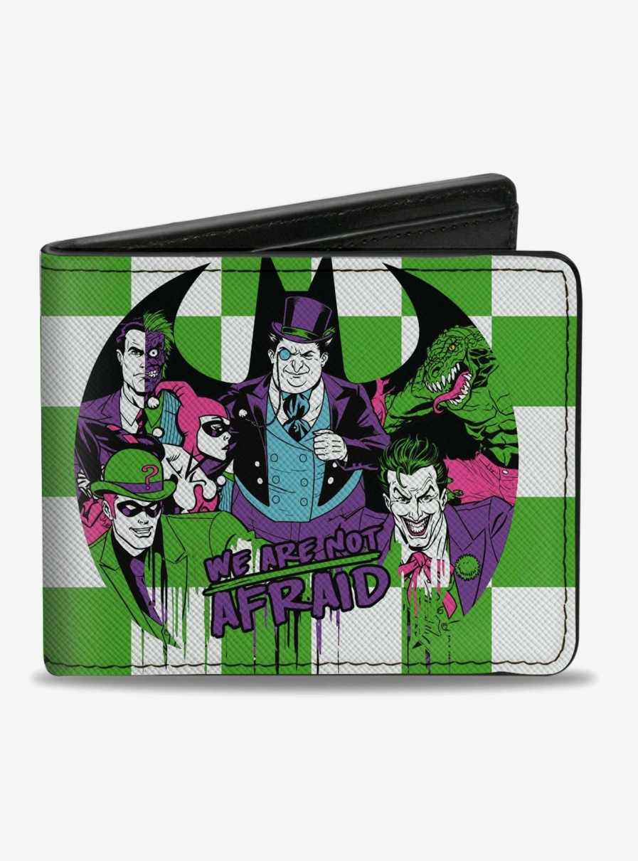 Wallets * | Dc Comics Batman Villains Checker Bifold Wallet Fire Sale