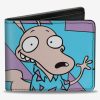 Wallets * | Wholesale Rocko'S Modern Life Rocko Waving Pose And Triangle Bifold Wallet