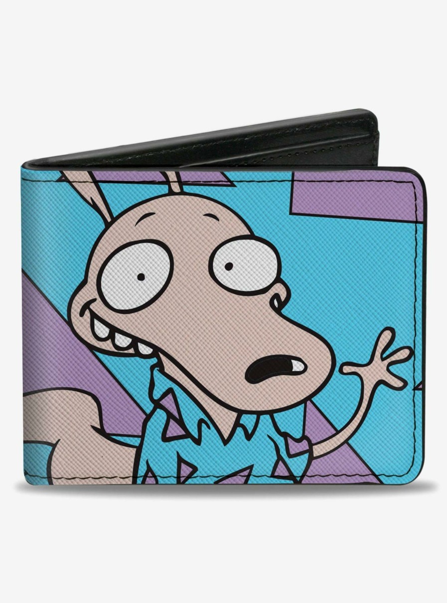 Wallets * | Wholesale Rocko'S Modern Life Rocko Waving Pose And Triangle Bifold Wallet