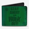 Wallets * | New In Marvel Hulk Stay Angry And Hulk Out Bifold Wallet