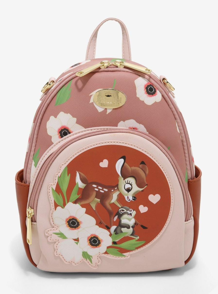 Backpacks * | Hot Sell Disney Bambi Thumper & Bambi Watercolor Circle Portrait Convertible Mini Backpack Boxlunch Exclusive