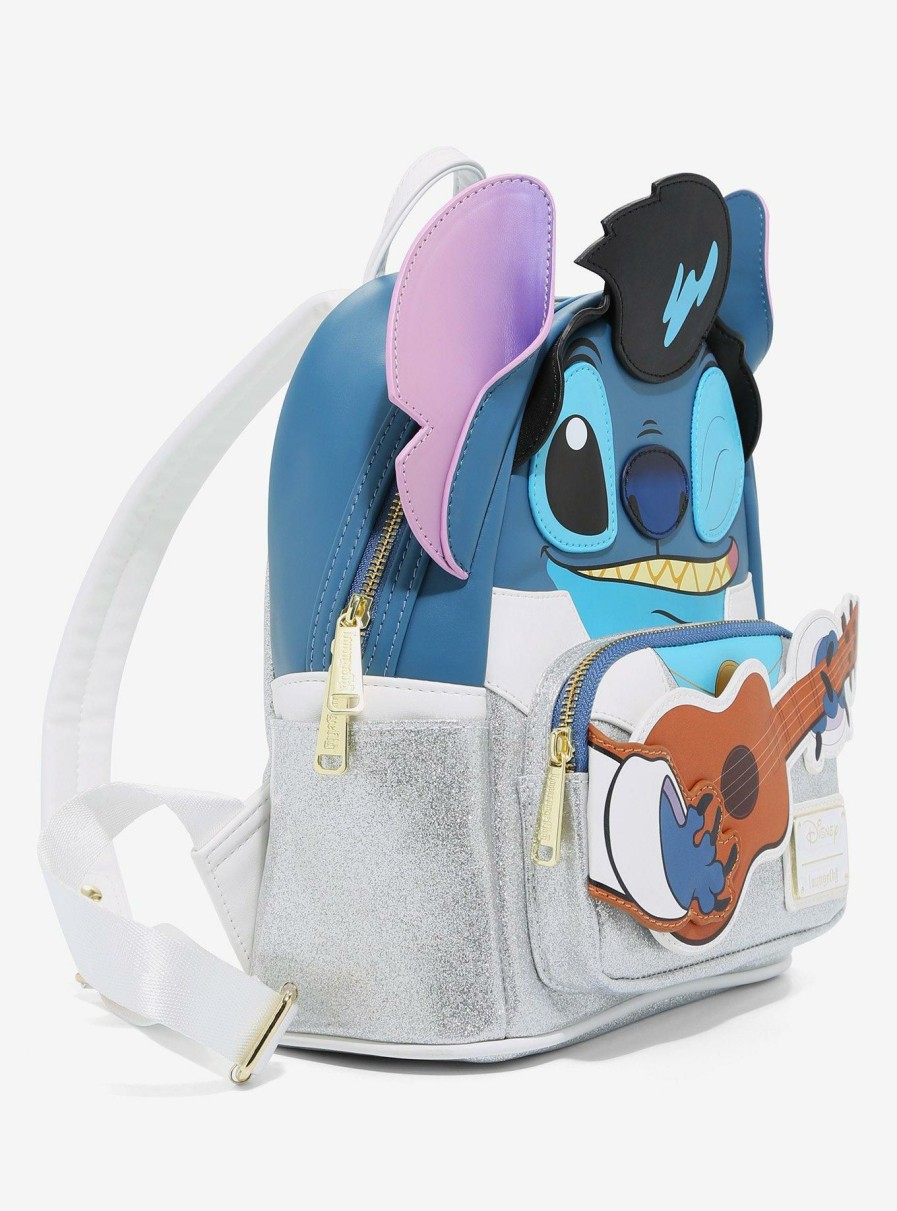 Backpacks * | New In Loungefly Disney Lilo & Stitch Elvis Stitch Figural Mini Backpack Boxlunch Exclusive