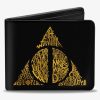 Wallets * | Less Expensive Harry Potter The Deathly Hallows Wand Stone Cloak Master Of Death Symbol Bifold Wallet