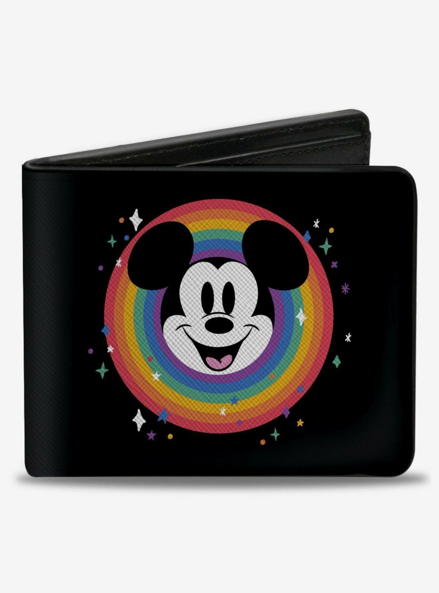 Wallets * | Best Price Disney Mickey Mouse Smiling Face And Pride Signature Bifold Wallet