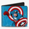 Wallets * | Official Marvel Captain America Action Pose Captain America Weathered Bifold Wallet