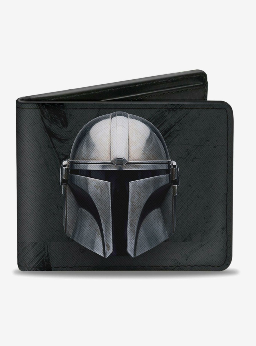 Wallets * | Star Wars The Mandalorian Helmet And Logo Bifold Wallet Fire Sale