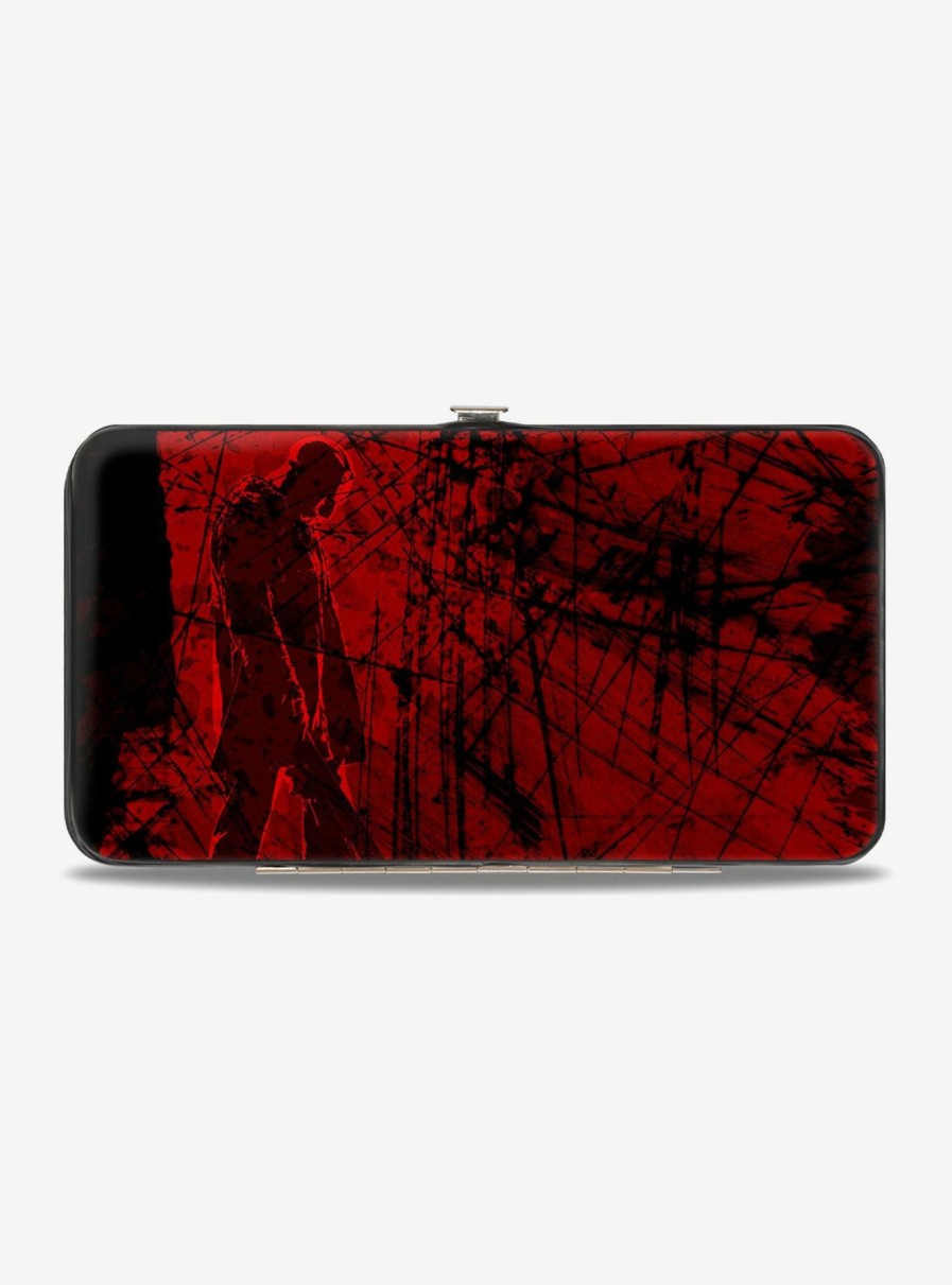 Wallets * | Friday The 13Th Jason Mask Splatter Walking Pose Hinged Wallet Fire Sale