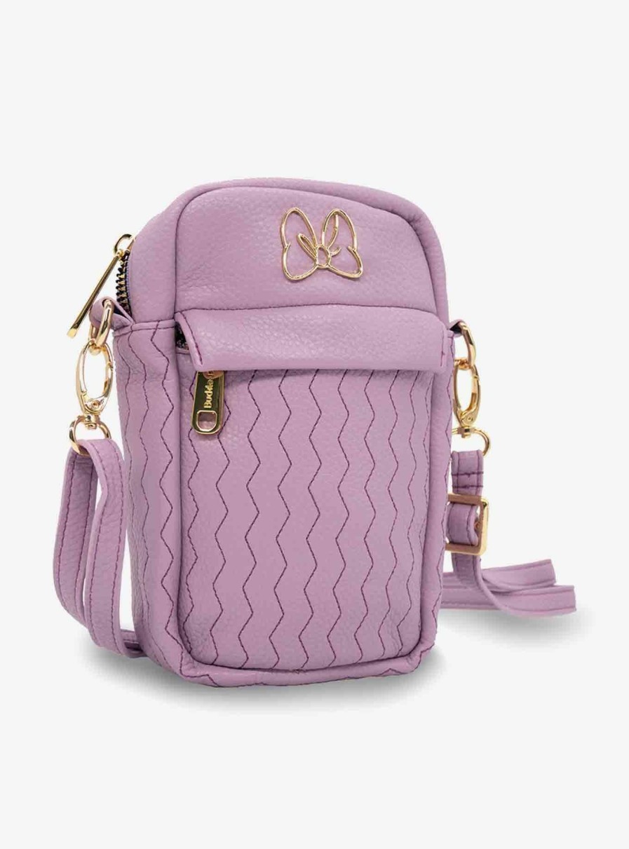 Crossbody Bags * | New In Disney Minnie Mouse Bow Chevron Vegan Leather Crossbody Bag