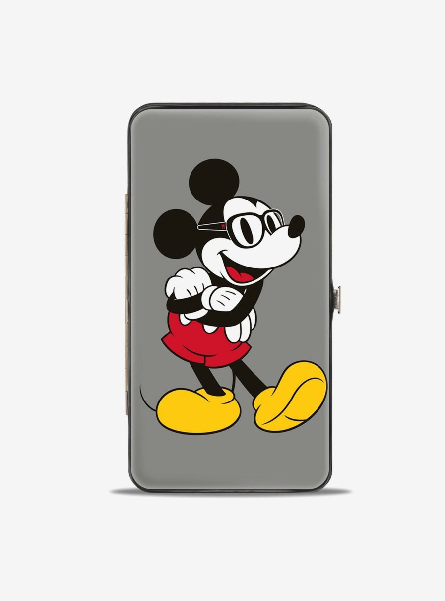 Wallets * | Disney Mickey Mouse Arms Crossed Walking Poses Hinged Wallet Best Quality