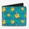 Wallets * | Spongebob Squarepants Spongebob Dancing Scattered Striped Bifold Wallet Excellent Quality