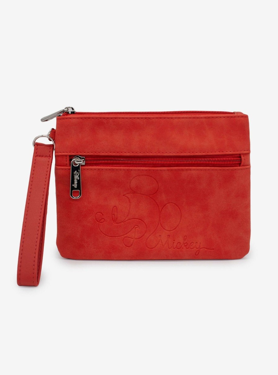 Wallets * | Disney Mickey Mouse Debossed Double Pocket Wristlet Tendy Style