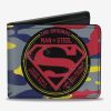 Wallets * | Dc Comics Superman The Original Man Of Steel Badge Camo Gray Bi-Fold Wallet Tendy Style