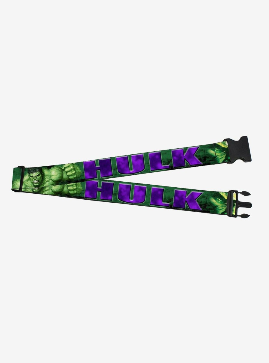 Luggage * | Marvel Hulk Face Close Up Action Pose Greens Purples Luggage Strap Tendy Style