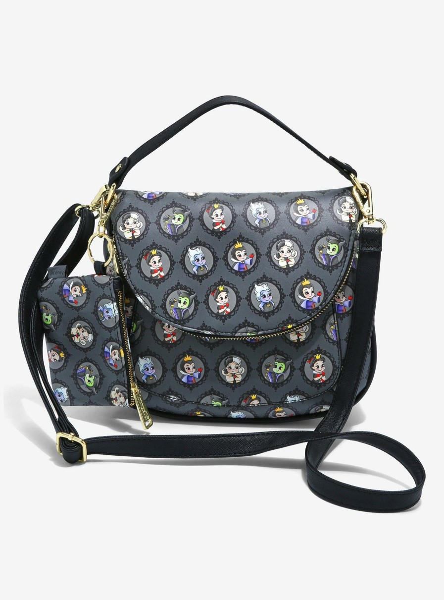 Crossbody Bags * | New In Loungefly Disney Villains Chibi Portraits Crossbody Bag & Coin Purse Set Boxlunch Exclusive