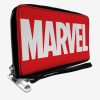 Wallets * | Marvel Red Brick Logo Red White Womens Zip Around Wallet Tendy Style