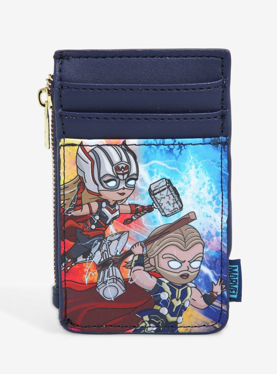 Wallets * | Offering Discounts Loungefly Marvel Thor: Love And Thunder Chibi Mighty Thor & Thor Cardholder Boxlunch Exclusive