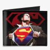 Wallets * | Online Discount Dc Comics Superman Forever Clark Kent Transition Shield Canvas Bifold Wallet