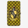 Wallets * | Harry Potter Hufflepuff Crest Heraldry Checkers Hinged Wallet Quick Delivery