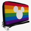 Wallets * | Best Price Disney Mickey Mouse Pride Ears Icon Rainbow Stripe Zip Around Wallet