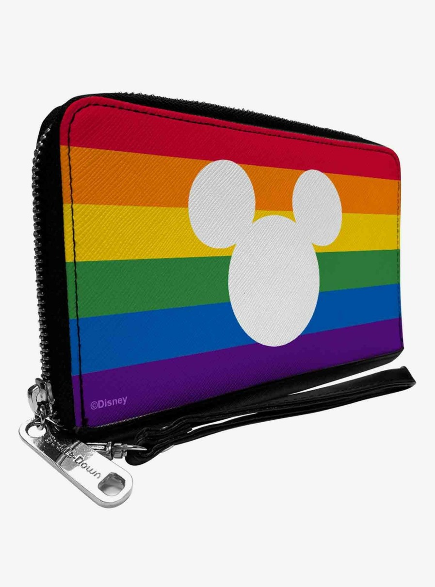 Wallets * | Best Price Disney Mickey Mouse Pride Ears Icon Rainbow Stripe Zip Around Wallet