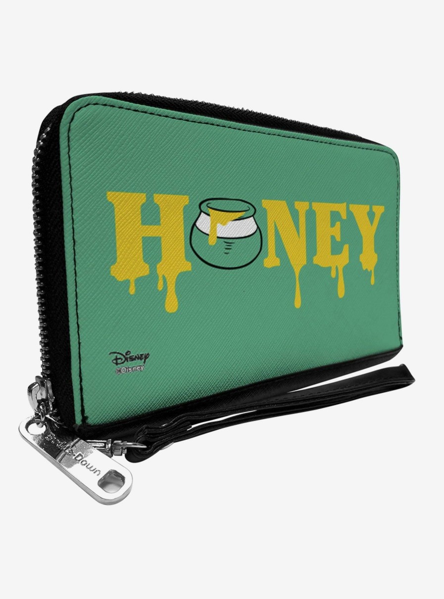 Wallets * | Winnie The Pooh Dripping Honey Green Yellow Zip Around Wallet Official