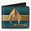 Wallets * | Dc Comics Aquaman Icon Scales Stripe Bifold Wallet Fashionable