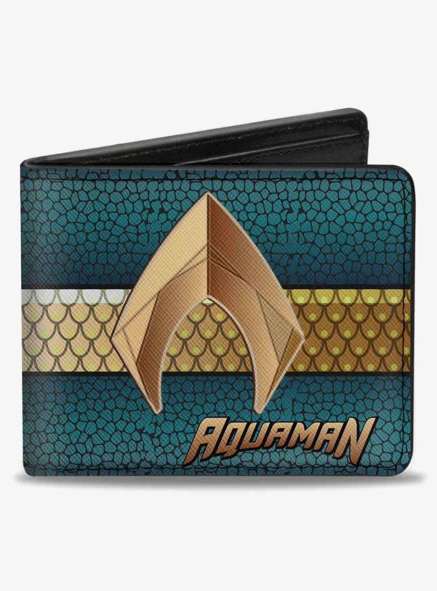 Wallets * | Dc Comics Aquaman Icon Scales Stripe Bifold Wallet Fashionable