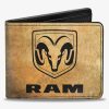 Wallets * | Featured Ram Logo Guts Glory Pistons Weathered Bifold Wallet