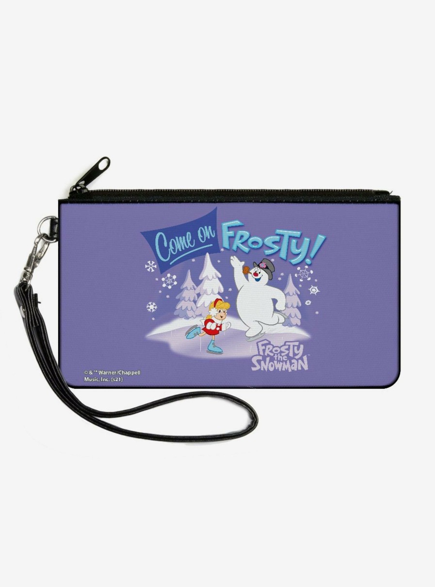 Wallets * | Frosty Snowman Skating Canvas Zip Clutch Wallet Quick Delivery