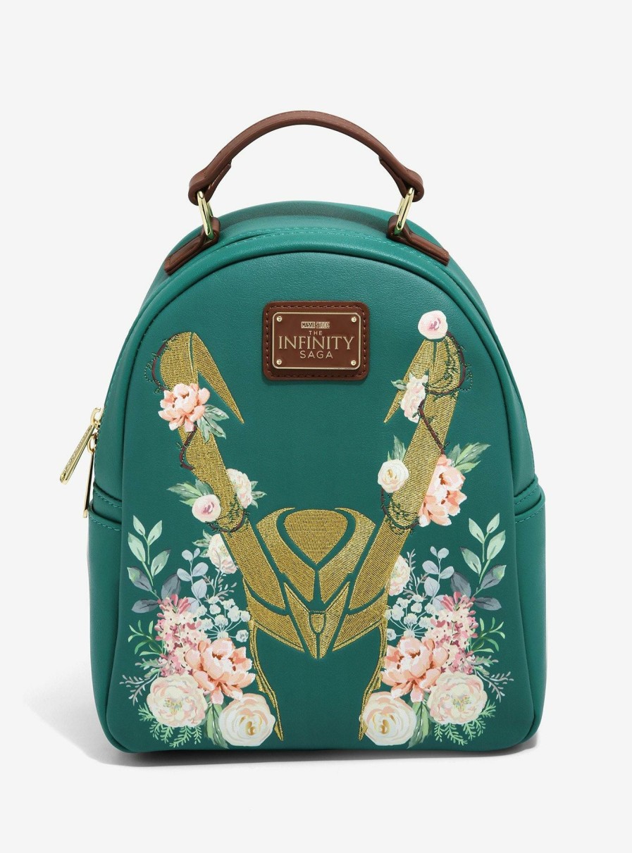 Backpacks * | Featured Loungefly Marvel Loki Floral Mini Backpack Boxlunch Exclusive