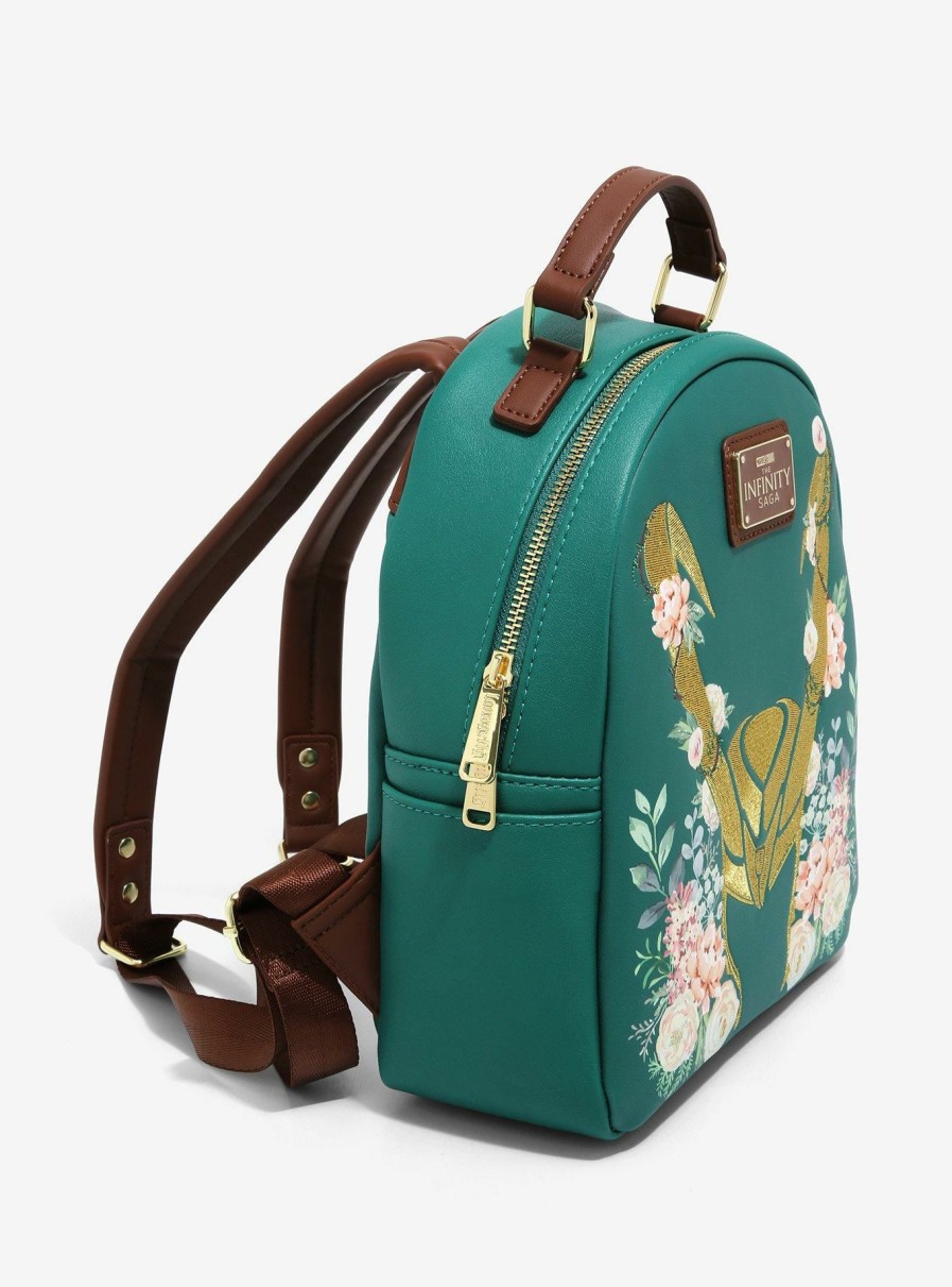 Backpacks * | Featured Loungefly Marvel Loki Floral Mini Backpack Boxlunch Exclusive