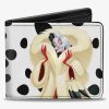 Wallets * | Exactly Discount Disney Cruella De Vil Cream Fur Pose Spots Bifold Wallet